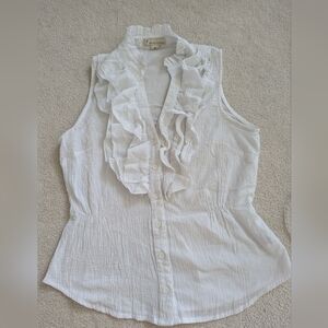 White Ruffled Sleeveless Top